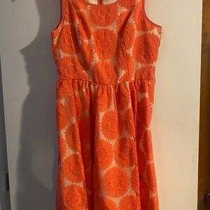 LC Lauren Conrad Coral Orange Floral Sleeveless Dress Size 4, Like New